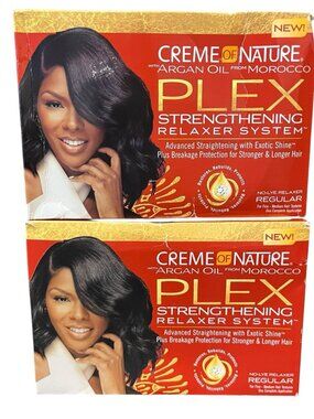 2X Creme of Nature Argan Oil Plex  Strengthening Relaxer System No Lye Regular